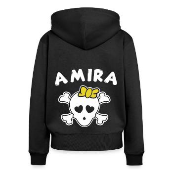Piratin Amira Design für Mädchen und Frauen - Frauen Premium Bio Zip Hoodie - Schwarz - Hinten - Julia (174cm)
