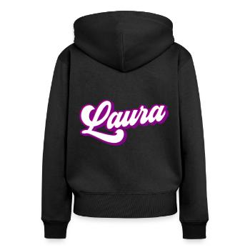 Laura | Colors changeable - Women's Premium Organic Zip Hoodie - black - Back - Julia (174cm)