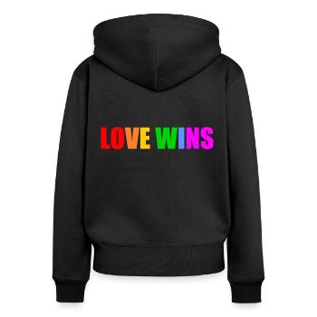 Love wins - Frauen Premium Bio Zip Hoodie - Schwarz - Hinten - Julia (174cm)