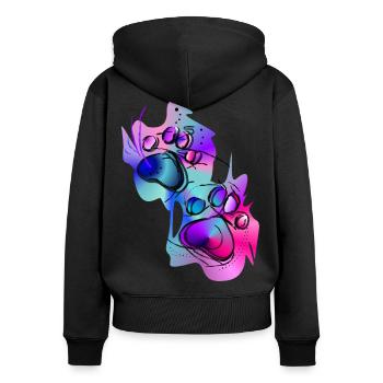 Bunte Hunde Pfoten - Frauen Premium Bio Zip Hoodie - Schwarz - Hinten - Julia (174cm)