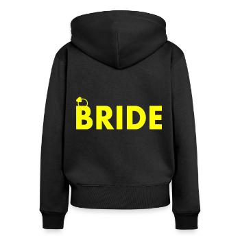 Bride - Frauen Premium Bio Zip Hoodie - Schwarz - Hinten - Julia (174cm)