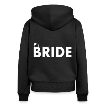 Bride - Frauen Premium Bio Zip Hoodie - Schwarz - Hinten - Julia (174cm)