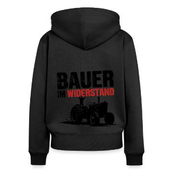 Landwirte im Widerstand - Bauern Protest bei Demo - Frauen Premium Bio Zip Hoodie - Schwarz - Hinten - Julia (174cm)