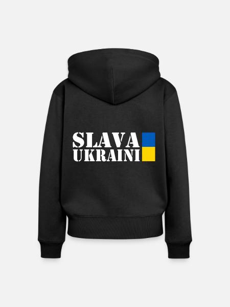 Slava ukraini - Frauen Premium Bio Zip Hoodie - Schwarz