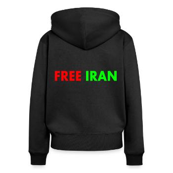 Free iran - Frauen Premium Bio Zip Hoodie - Schwarz - Hinten - Julia (174cm)