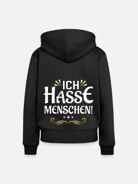 Ich hasse Menschen - Frauen Premium Bio Zip Hoodie - Schwarz