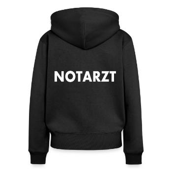 Notarzt - Frauen Premium Bio Zip Hoodie - Schwarz - Hinten - Julia (174cm)