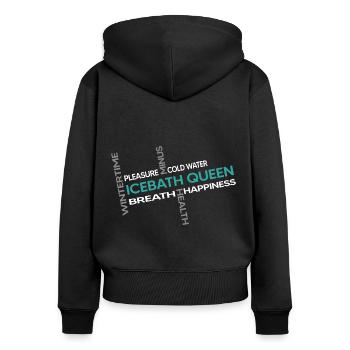 eisbaderin kneipp kryotherapie icebath-queen - Frauen Premium Bio Zip Hoodie - Schwarz - Hinten - Julia (174cm)