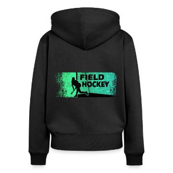 Hockey sur gazon Joueuse de hockey sur gazon Club de hockey - Sweat à capuche zippé Premium bio Femme - noir - Dos - Julia (174cm)
