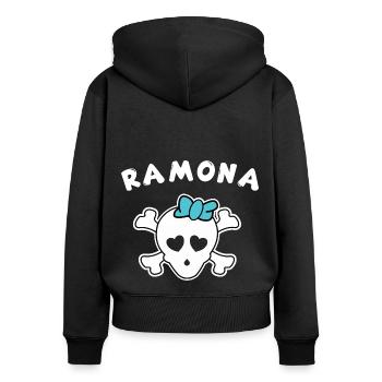 Pirate Ramona Design for Girls and Women - Women's Premium Organic Zip Hoodie - black - Back - Julia (174cm)