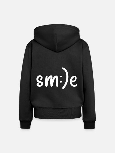 Lächeln, lächeln, lächeln - Frauen Premium Bio Zip Hoodie - Schwarz