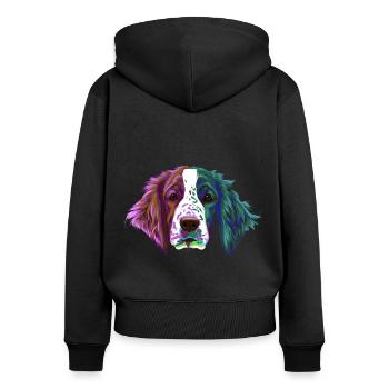 Splash Welsh Springer Spaniel chien - Sweat à capuche zippé Premium bio Femme - noir - Dos - Julia (174cm)