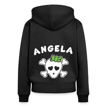 Piratin Angela Design für Mädchen und Frauen - Frauen Premium Bio Zip Hoodie - Schwarz - Hinten - Julia (174cm)