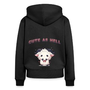 Cute As Hell - Frauen Premium Bio Zip Hoodie - Schwarz - Hinten - Julia (174cm)