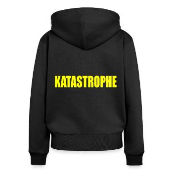 Katastrophe - Frauen Premium Bio Zip Hoodie - Schwarz - Hinten - Julia (174cm)