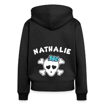 Pirate Nathalie Design pour Filles et Femmes - Sweat à capuche zippé Premium bio Femme - noir - Dos - Julia (174cm)