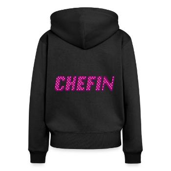 Chefin | Der weibliche Chef - Frauen Premium Bio Zip Hoodie - Schwarz - Hinten - Julia (174cm)