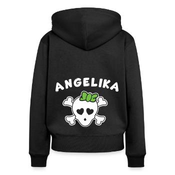 Piratin Angelika Design für Mädchen und Frauen - Frauen Premium Bio Zip Hoodie - Schwarz - Hinten - Julia (174cm)