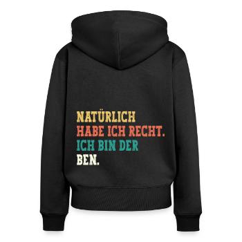 Ben Lustiger Spruch Vorname Name Ben - Frauen Premium Bio Zip Hoodie - Schwarz - Hinten - Julia (174cm)