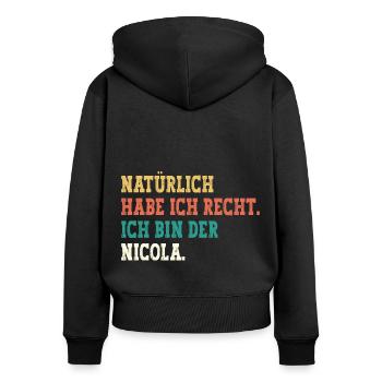 Nicola Lustiger Spruch Vorname Name Nicola - Frauen Premium Bio Zip Hoodie - Schwarz - Hinten - Julia (174cm)
