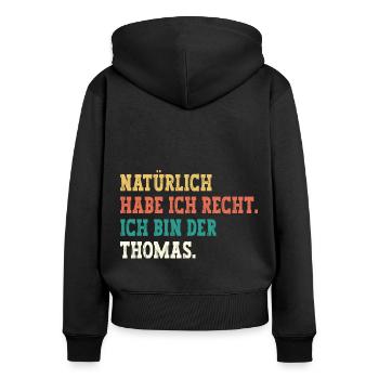Thomas Lustiger Spruch Vorname Name Thomas - Frauen Premium Bio Zip Hoodie - Schwarz - Hinten - Julia (174cm)