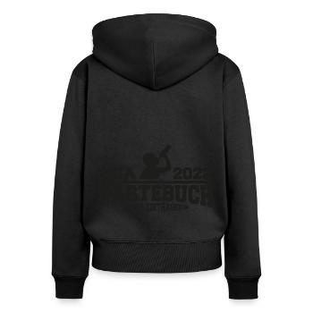 Junggesellenabschied Gästebuch JGA 2022 - Frauen Premium Bio Zip Hoodie - Schwarz - Hinten - Julia (174cm)