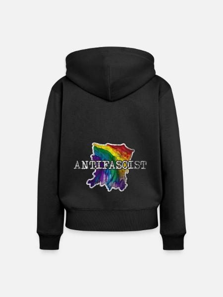 Regenbogen der Antifa - Frauen Premium Bio Zip Hoodie - Schwarz