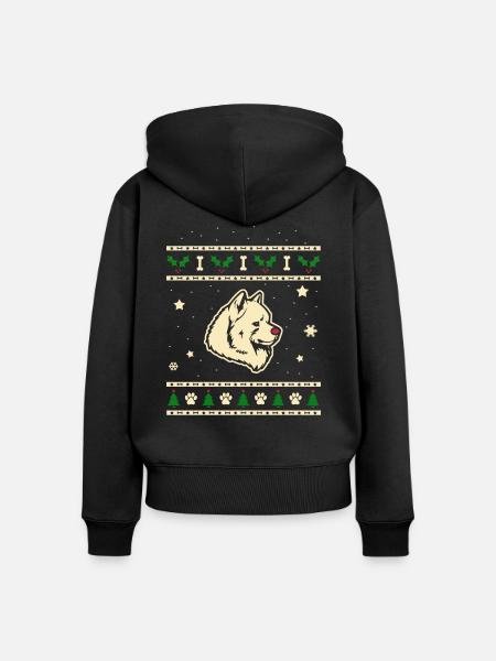 Samojeden Weihnachtsgeschenk - Frauen Premium Bio Zip Hoodie - Schwarz