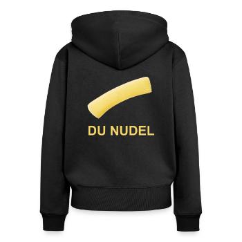 Tu nouilles - Sweat à capuche zippé Premium bio Femme - noir - Dos - Julia (174cm)