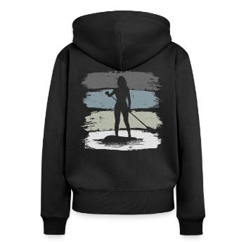 Stand up paddling - Women's Premium Organic Zip Hoodie - black - Back - Julia (174cm)