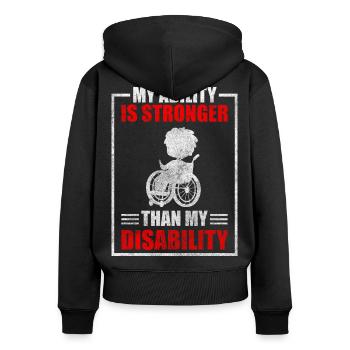 Behinderung Rolli Fahrer Sarkasmus - Frauen Premium Bio Zip Hoodie - Schwarz - Hinten - Julia (174cm)