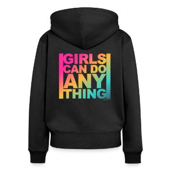 Girls can do anything - Frauenpower - Girls Power - Frauen Premium Bio Zip Hoodie - Schwarz - Hinten - Julia (174cm)