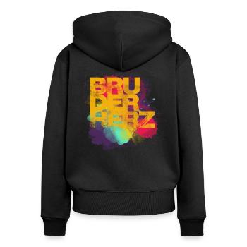 Bruderherz Bester Bruder der Welt Geschenkidee - Frauen Premium Bio Zip Hoodie - Schwarz - Hinten - Julia (174cm)