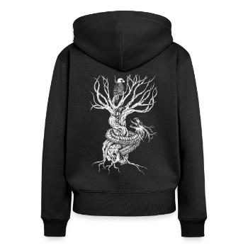 Tales of Yggdrasil - Frauen Premium Bio Zip Hoodie - Schwarz - Hinten - Julia (174cm)