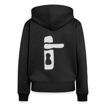 Une poignée de porte - Sweat à capuche zippé Premium bio Femme - noir - Dos - Julia (174cm)