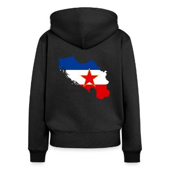 Jugoslawien Flagge Jugoslavia Fahne Land Stern - Frauen Premium Bio Zip Hoodie - Schwarz - Hinten - Julia (174cm)