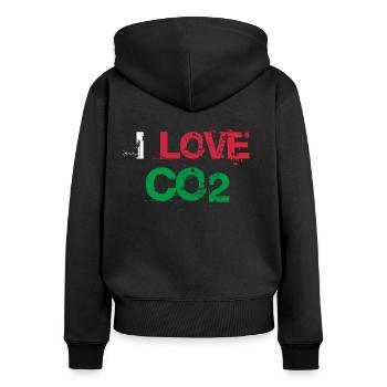 Ich liebe CO2 Love Anti Grüne Dieselfahrer - Frauen Premium Bio Zip Hoodie - Schwarz - Hinten - Julia (174cm)