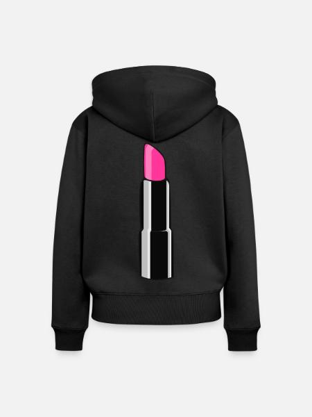 Lippenstift - Frauen Premium Bio Zip Hoodie - Schwarz