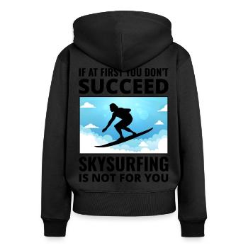 Skysurfing Fallschirmspringen Extremsport Fallschirmspringer Lustig - Frauen Premium Bio Zip Hoodie - Schwarz - Hinten - Julia (174cm)