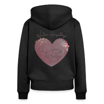 Herzenswärme - für die wundervollste Mama ever - Frauen Premium Bio Zip Hoodie - Schwarz - Hinten - Julia (174cm)