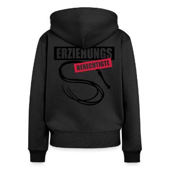62 Erziehungs-Berechtigte Peitsche - Frauen Premium Bio Zip Hoodie - Schwarz - Hinten - Julia (174cm)