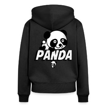 PANDA PANDA - Frauen Premium Bio Zip Hoodie - Schwarz - Hinten - Julia (174cm)