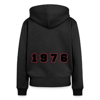 Numéro de l’année 1976 - Sweat à capuche zippé Premium bio Femme - noir - Dos - Julia (174cm)