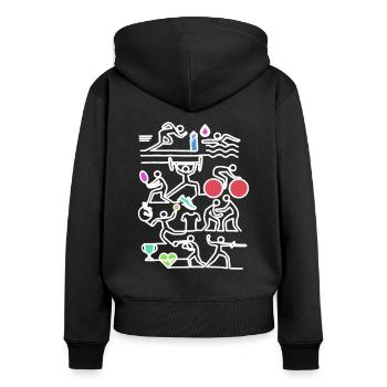 Jeux d’été Sport Loisirs Sportif Artiste - Sweat à capuche zippé Premium bio Femme - noir - Dos - Julia (174cm)