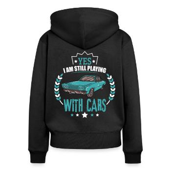 Oldtimer Classic Car Schnauferl Retro Vintage Auto - Frauen Premium Bio Zip Hoodie - Schwarz - Hinten - Julia (174cm)