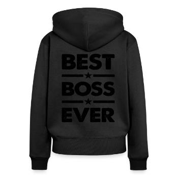 Bester Boss aller Zeiten T-Shirt Beruf Geschenk - Frauen Premium Bio Zip Hoodie - Schwarz - Hinten - Julia (174cm)