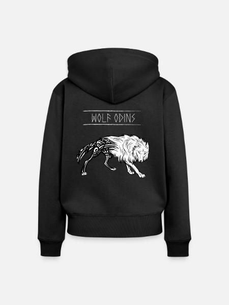 Wolf Odins Wikinger Walhalla Odin - Frauen Premium Bio Zip Hoodie - Schwarz