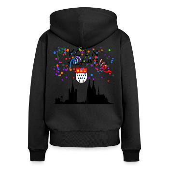 Köln Alaaf ,Karneval Fastnacht Dom Wappen shirt - Frauen Premium Bio Zip Hoodie - Schwarz - Hinten - Julia (174cm)