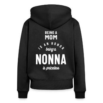 Les femmes étant une nonna est un cadeau inestimable - Sweat à capuche zippé Premium bio Femme - noir - Dos - Julia (174cm)
