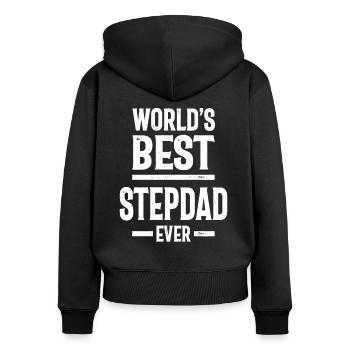 Geschenk Bester Stiefvater aller Zeiten | Stiefvater Geschenk - Frauen Premium Bio Zip Hoodie - Schwarz - Hinten - Julia (174cm)